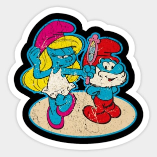 papa smurf and smurfette - vintage Sticker